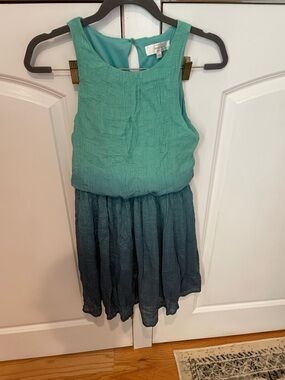 entro Girls Teal-to-Deep-Teal Ombre Sleeveless Dress